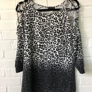 Venus shoulder cut out animal print top in Women